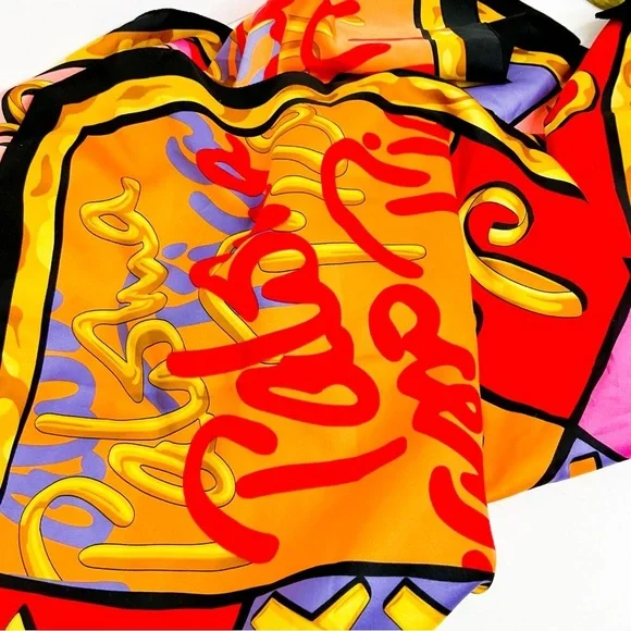 Paloma Picasso Colorful Silk Astrological Sun Sign Zodiac Scarf - Picture 7 of 9